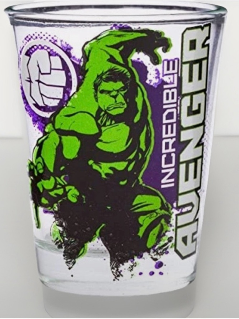Marvel Hulk Shot glass with Incredible Avenger graphic
